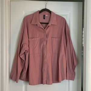 H&M dusty pink corduroy button up